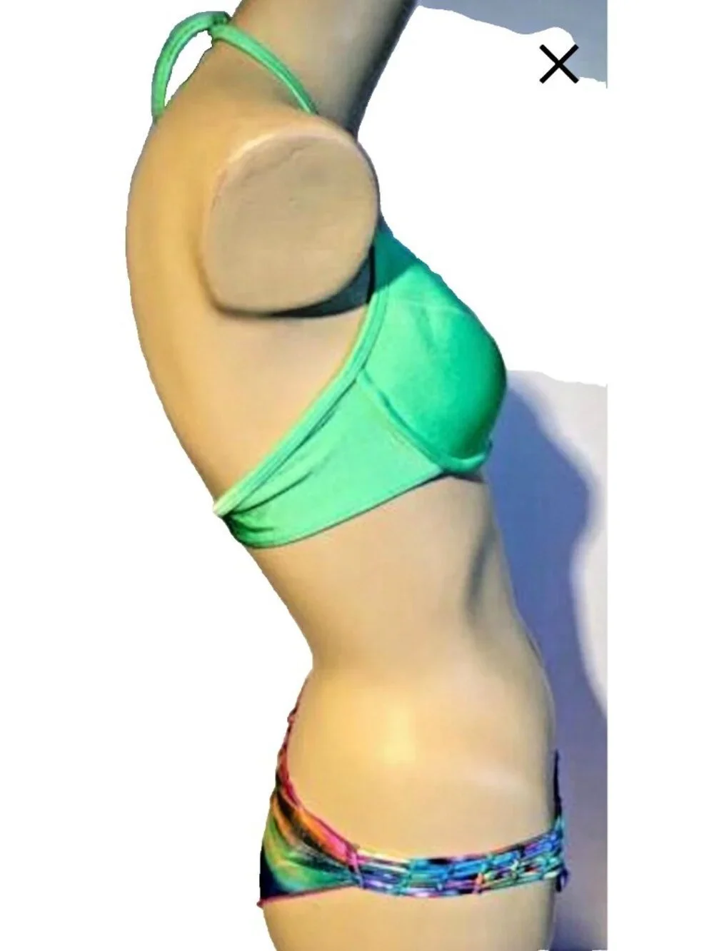 Luli Fama Interwoven Design L Bottoms + Bralette Solid green M Top Bikini Women